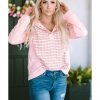 Azura Exchange Striped Tweed Patchwork Button Hoodie – L