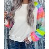 Azura Exchange Color Block Sequin Raglan Sleeve Sweatshirt – L