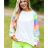 Azura Exchange Color Block Sequin Raglan Sleeve Sweatshirt – L