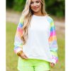 Azura Exchange Color Block Sequin Raglan Sleeve Sweatshirt – L