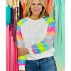 Azura Exchange Color Block Sequin Raglan Sleeve Sweatshirt – L