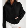 Azura Exchange Black Ribbed Thumbhole Sleeve Sweatshirt – L