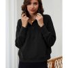 Azura Exchange Black Ribbed Thumbhole Sleeve Sweatshirt – L