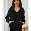 Azura Exchange Black Ribbed Thumbhole Sleeve Sweatshirt – L