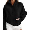 Azura Exchange Black Ribbed Thumbhole Sleeve Sweatshirt – L