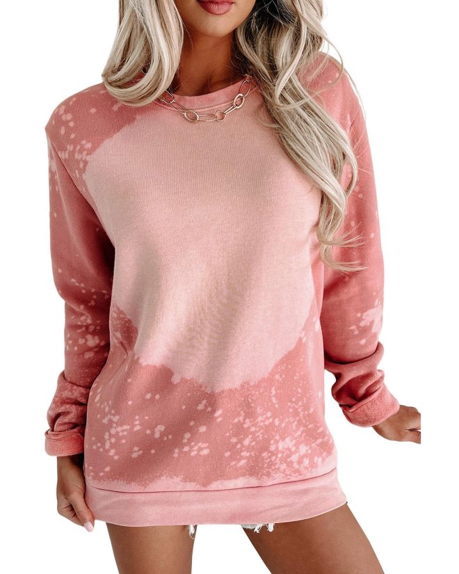 Azura Exchange Bleached Round Neck Pullover Sweatshirt – L