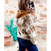 Azura Exchange Beige Aztec Print Half-Zip Hoodie with Kangaroo Pocket – L