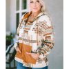 Azura Exchange Beige Aztec Print Half-Zip Hoodie with Kangaroo Pocket – L