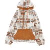 Azura Exchange Beige Aztec Print Half-Zip Hoodie with Kangaroo Pocket – L