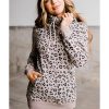 Azura Exchange Leopard High Neck Hoodie with Kangaroo Pocket – M