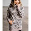 Azura Exchange Leopard High Neck Hoodie with Kangaroo Pocket – M