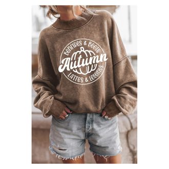 Azura Exchange Autumn Pumpkin Print Drop Shoulder Sweatshirt