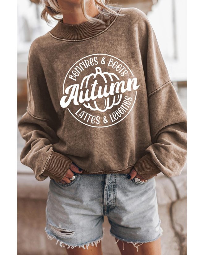 Azura Exchange Autumn Pumpkin Print Drop Shoulder Sweatshirt – L