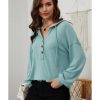 Azura Exchange High and Low Hem Hoodie with Buttoned Detail – L