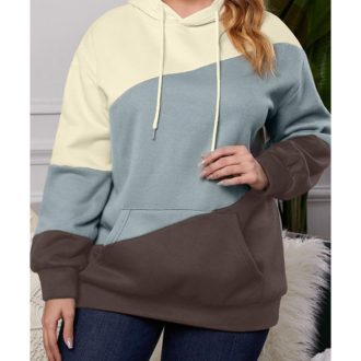 Azura Exchange Blue Colorblock Kangaroo Pocket Hoodie