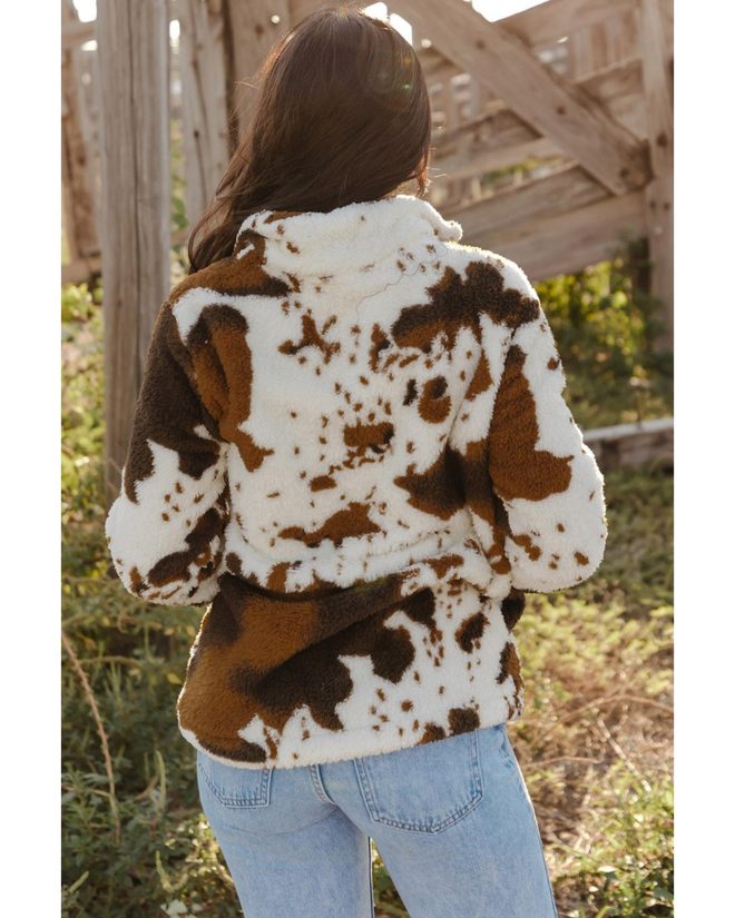 Azura Exchange Cow Print Fleece Sweatshirt – 2XL