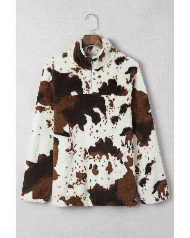 Azura Exchange Cow Print Fleece Sweatshirt – 2XL