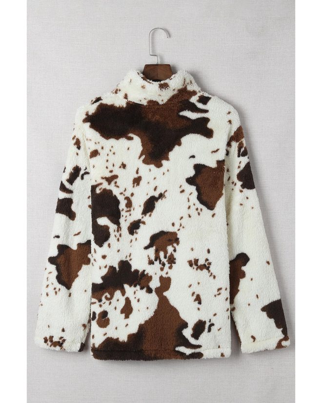 Azura Exchange Cow Print Fleece Sweatshirt – 2XL