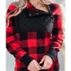 Azura Exchange Plaid Paneled Sweatshirt – L