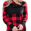 Azura Exchange Plaid Paneled Sweatshirt – L