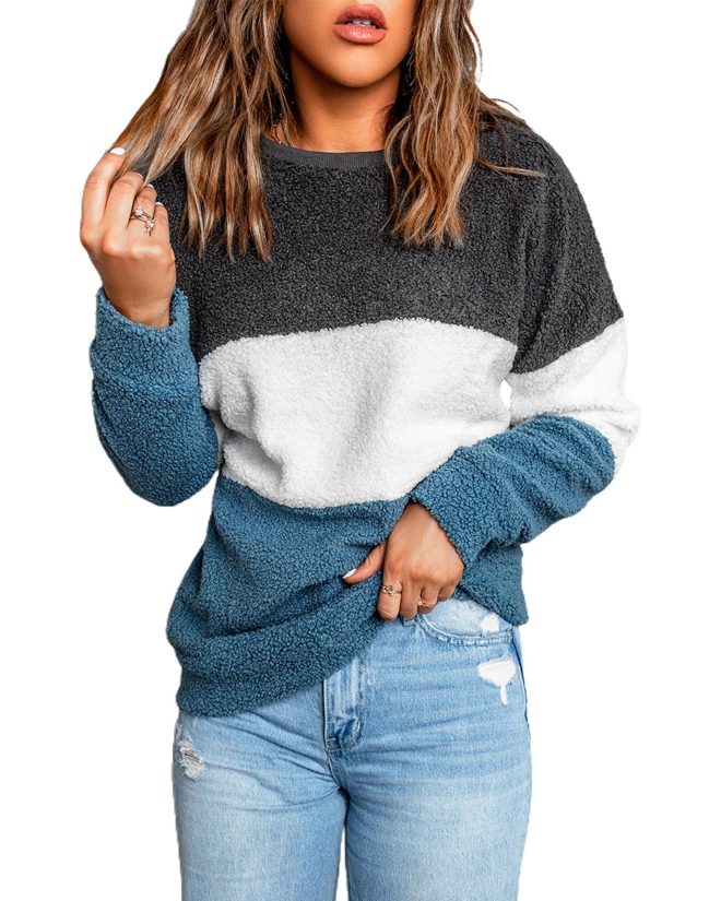 Azura Exchange Colorblock Plush Sweatshirt – M