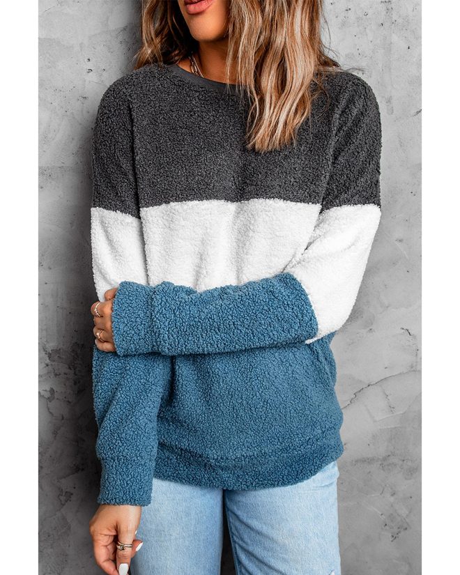 Azura Exchange Colorblock Plush Sweatshirt – M