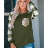 Azura Exchange Sequined Pocket Plaid Top – L