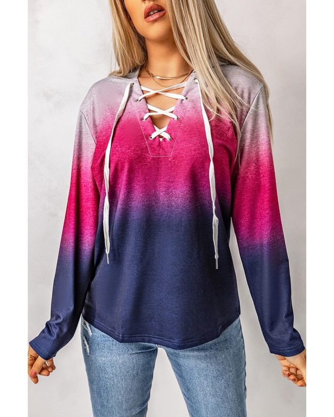 Azura Exchange Gradient Lace Up Hoodie – L