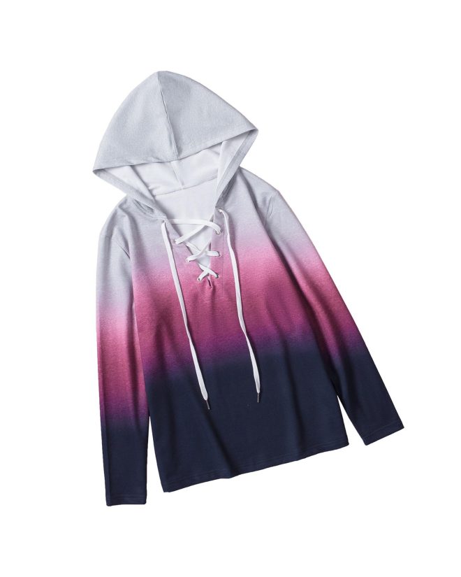 Azura Exchange Gradient Lace Up Hoodie – L