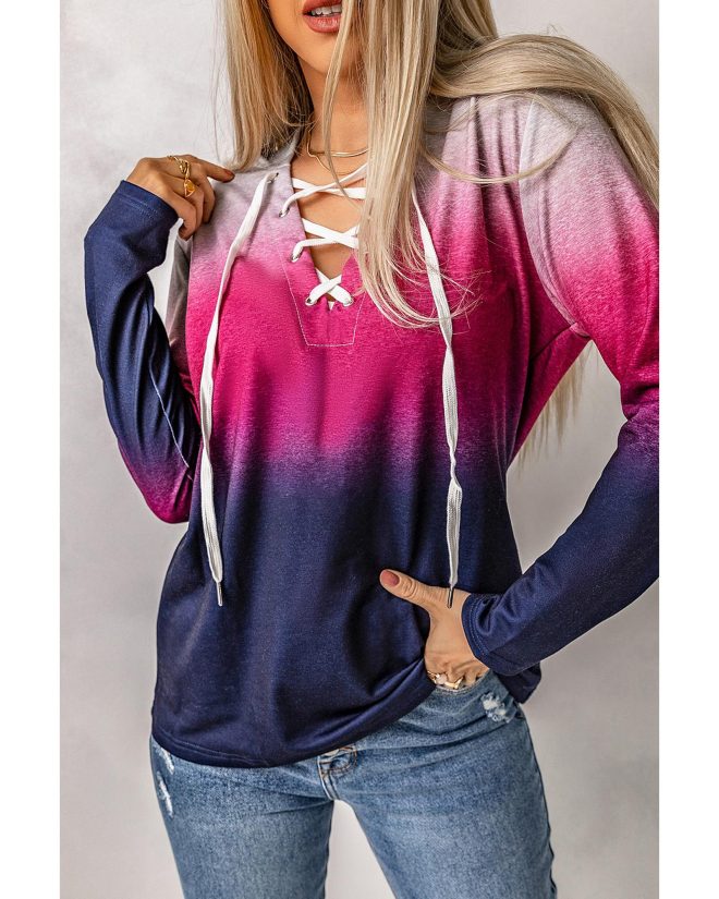 Azura Exchange Gradient Lace Up Hoodie – L