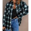 Azura Exchange Plaid Buttons Pocketed Shacket – M