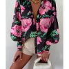 Azura Exchange Floral Print Lantern Sleeve Shirt – L