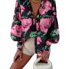 Azura Exchange Floral Print Lantern Sleeve Shirt – L