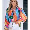 Azura Exchange Swirl Color Block Print Lantern Sleeve Shirt – 2XL