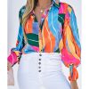 Azura Exchange Swirl Color Block Print Lantern Sleeve Shirt – 2XL