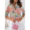 Azura Exchange Buttoned Sheath Long Sleeve Shirt with Abstract Floral Print – L