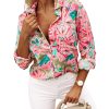 Azura Exchange Buttoned Sheath Long Sleeve Shirt with Abstract Floral Print – L