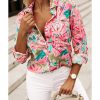 Azura Exchange Buttoned Sheath Long Sleeve Shirt with Abstract Floral Print – L