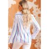 Azura Exchange Striped Roll Tab Sleeve Shirt – L