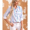 Azura Exchange Striped Roll Tab Sleeve Shirt – L