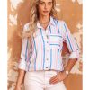 Azura Exchange Striped Roll Tab Sleeve Shirt – L