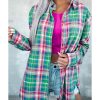 Azura Exchange Plaid Button Down Split Shirt – L