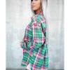 Azura Exchange Plaid Button Down Split Shirt – L