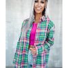 Azura Exchange Plaid Button Down Split Shirt – L