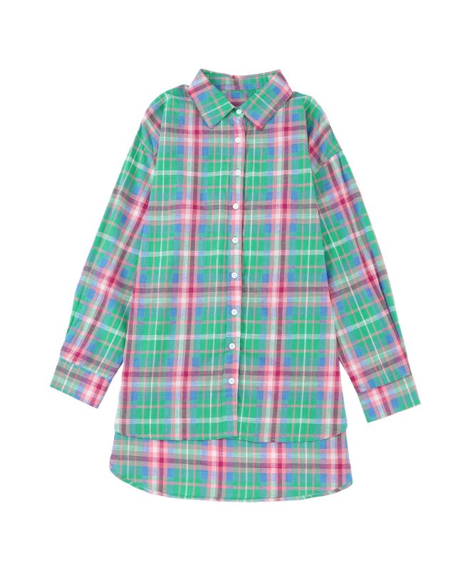 Azura Exchange Plaid Button Down Split Shirt – L