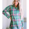 Azura Exchange Plaid Button Down Split Shirt – L