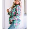 Azura Exchange Plaid Button Down Split Shirt – L