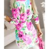 Azura Exchange Floral Print Lace-up Tunic Shirt – L