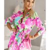 Azura Exchange Floral Print Lace-up Tunic Shirt – L