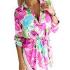 Azura Exchange Floral Print Lace-up Tunic Shirt – L